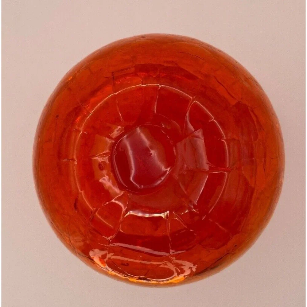 Small Pilgrim Amberina Crackle Glass Vase Pre-owned